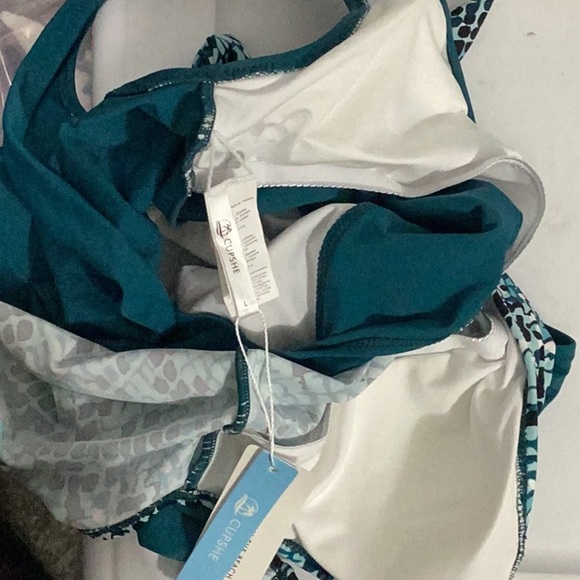 Colorblock One-Piece Swimsuit Women Belt Bow V-Neck Beach Bathing Suit Swimwear - Picture 2 of 2